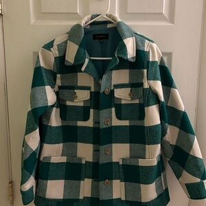 Women’s Talbots Shirt/Jacket-Green and White-Size Medium-New Without Tags